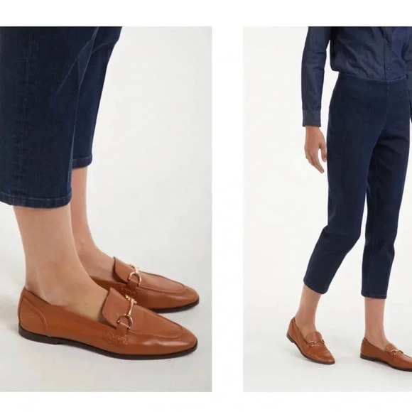 Piazza Sempione blue stretch denim crop pants side zip Size 42 Size 6 - Picture 12 of 13